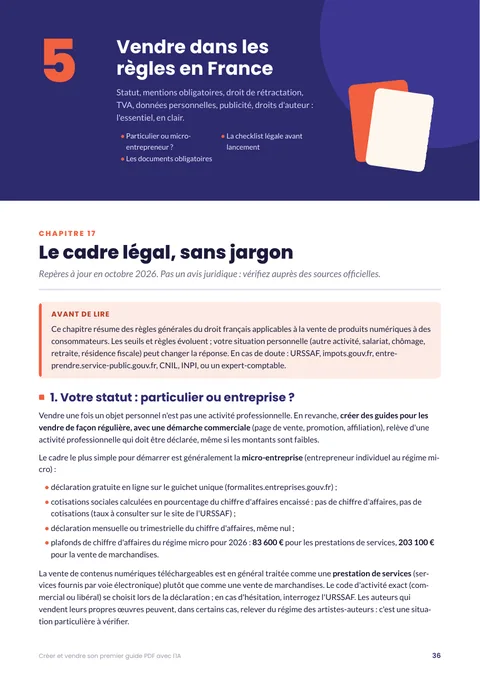 Aperçu du chapitre légal